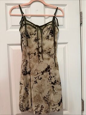 SHEIN Olive Tie-Strap Floral Slip Dress